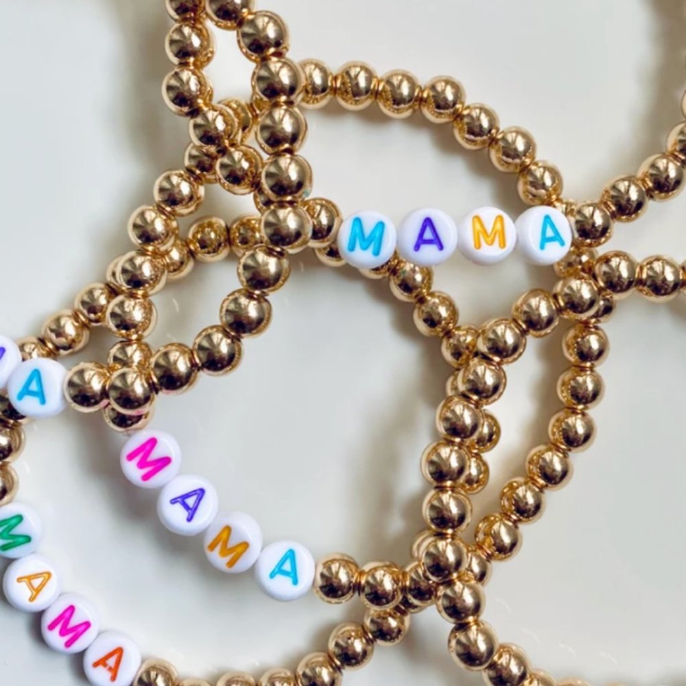 Gold Beaded 'Mama' Bracelet